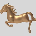 Golden Running Horse Sculpture with Dynamic Posture and Artistic Details