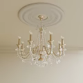 Classic Crystal Chandelier With Candle Style Arms And Ceiling Medallion Design