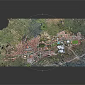 Modern Town Aerial View With Green Spaces Buildings And Sports Field