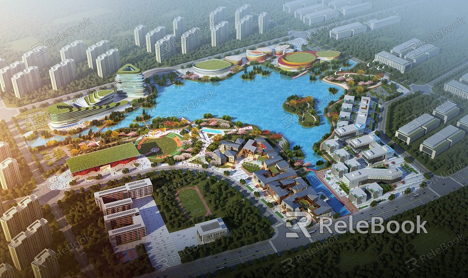 Modern Bird's Eye View Office Building Industrial Park Bird's Eye View Planning model