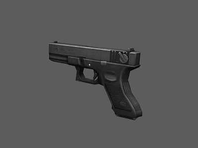 Black Modern Handgun With Grip Trigger And Barrel Parts On Gray Background 3d model
