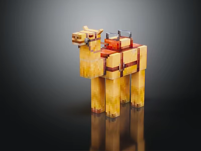 Block Pixel Style Camel Toy Doll with Yellow Body and Red Backpack Design 3d model Block Pixel Style Camel Toy Doll with Yellow Body and Red Backpack Design 3d model
