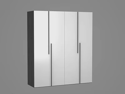 Modern Four Door Wardrobe With White And Black Sleek Design And Metal Handles 3d model