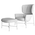 Comfortable Modern Leisure Chair With Beige Padded Back And Matching Ottoman Design