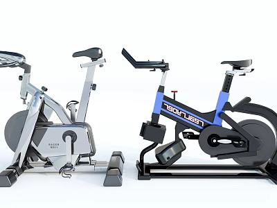 Silver And Blue Black Exercise Bikes With Adjustable Handlebar And Seat For Home Gym Fitness 3d model