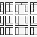 Various Window Designs With Black Frames And Different Grid Patterns 3d model