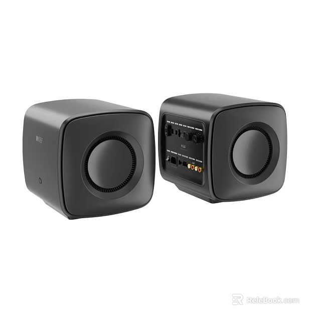 Black Dual Audio Speakers Featuring Compact Design Front Speaker And Back Interface For Home Use 3d model 