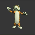 Standing Knitted Tiger Doll With Open Arms Orange Stripes and White Belly