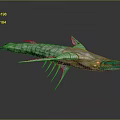 Futuristic Fantasy Aquatic Creature With Silver Body Blue Fins Purple Tail