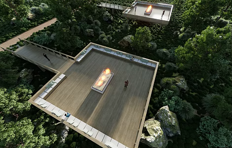 Modern viewing platform, landscape platform, landscape structure, landscape booth 3d model