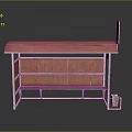Red Stall Structure With Red Countertop And Slatted Panel White Frame