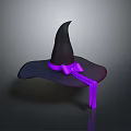 Black Witch Hat Featuring Purple Bow And Long Decorative Ribbon For Daily Use