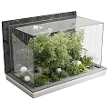 Lush Indoor Green Garden With Trees Plants And White Stone Decor