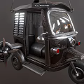 Vintage Tricycle Featuring Propeller Mechanical Design Glass Windshield And Ornate Metal Details