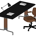 Middle style desk and chair combination 3d model