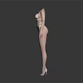 Blue And Beige Women's Bikini Sets With High Heels On Display Mannequins