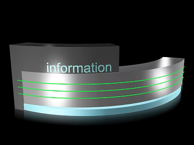 Modern Information Reception Desk Interior Design With Green Strip Lighting And Metallic Finish 3d model