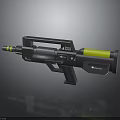 Futuristic Sci-Fi Gun With Black Body Yellow Accents Ergonomic Grip And Detailed Structure