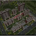 Birds Eye View Planning Of Residential Community With Buildings Greenery And Lake
