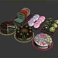 Delicious Assorted Desserts With Chocolate Cake Bread Cookies And Blueberry Pastry