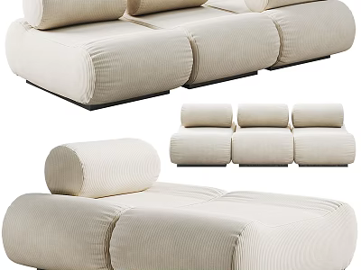Modern Modular Sofa Set With Cream Upholstery And Comfortable Cushioned Sectional Modules 3d model