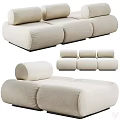Modern Modular Sofa Set With Cream Upholstery And Comfortable Cushioned Sectional Modules 3d model