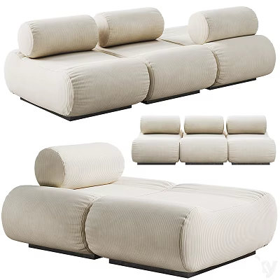 Modern Modular Sofa Set With Cream Upholstery And Comfortable Cushioned Sectional Modules 3d model