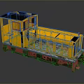 Yellow Train with Black Roof Red Base and Side Windows and Doors
