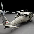 Detailed Military Helicopter Model With Gray Green Exterior And Rotor Blades Design