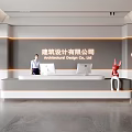 Company Front Desk Background Wall Reception Area Bar Desk Reception Desk Lobby Simple Lobby 3d model