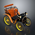 Vintage Open Top Car With Brown Leather Seats And Yellow Spoked Wheels