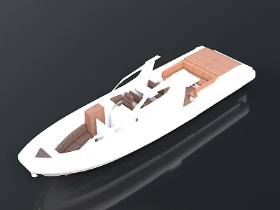 White Leisure Boat With Brown Seats Open Deck And Modern Design 3d model