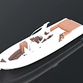 White Leisure Boat With Brown Seats Open Deck And Modern Design