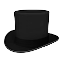 Black Top Hat With Classic Design And Black Ribbon Band For Formal Occasions