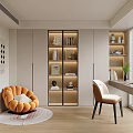 Modern Study Room Interior With Open Shelving And Comfortable Chair 3d model