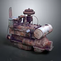 Rusted Automotive Parts Vintage Engine Components With Metal Pipes And Valves