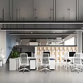 Modern Public Office Space Design With Open Layout Green Plants And Wooden Partitions
