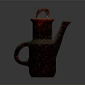 Red Textured Ceramic Teapot Design With Handle Spout And Decorative Lid 3d model