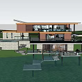 Modern Detached Villa With Glass Facade Waterfront Terrace And Evening Reflection