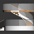 Modern Spiral Staircase Design Featuring Wooden Steps And Transparent Glass Railings