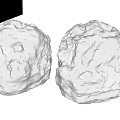 Two Natural White Rough Textured Block Objects On Black Background