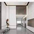 Modern Elevator Lobby With Sculpture Marble Walls Polished Floor And Mailboxes