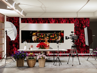 Modern live broadcast room to help farmers live broadcast room flowers with goods live broadcast room anchor live broadcast room live broadcast equipment red roses tulips model