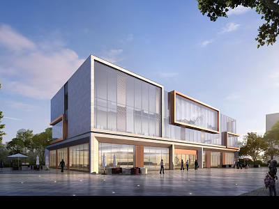 Modern Industrial Factory Building With Glass Curtain Walls And Steel Structure Exterior Design 3d model