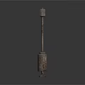 Two Rusted Columnar Metal Equipment With Base And Top Square Structure