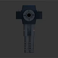 3D Model of Gray Mechanical Part With Circular Hole Red Details And Support Pillars
