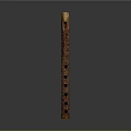 Traditional Brown Wooden Flute With Intricate Carved Patterns And Artistic Design