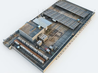 Wastewater Treatment Plant Facilities with Industrial Pipes and Machinery Equipment 3d model
