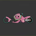 Pink Cartoon Design Motorcycle With Glowing Blue Rims And Body Decorations
