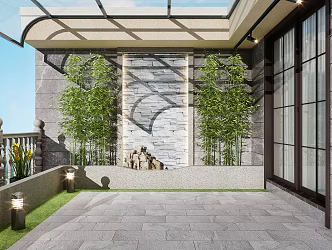 Modern Balcony Landscape Combination 3d model